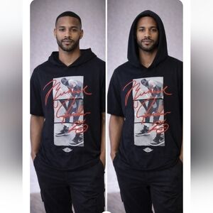 Michael Jordan Jumpman Black Hooded Short Sleeve Graphic Top | Men’s XL